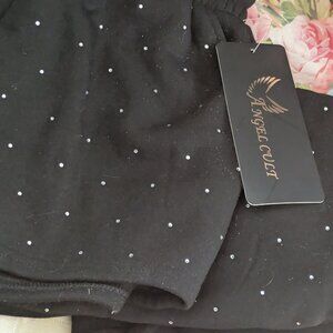 Black w rhinestone short sweat set